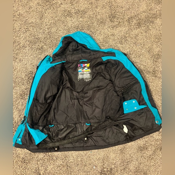 Billabong Turquoise Blue Black Women’s Snowboarding Winter Jacket Medium - Picture 6 of 6